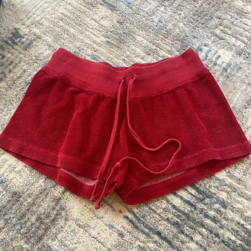 Red hardtail terry shorts